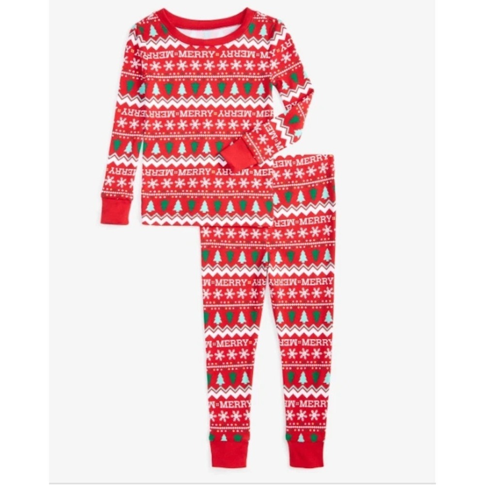 Holiday Lane Big Kids Merry Mix It Cotton Snug Fit Red Multi Pajamas Set Size 14